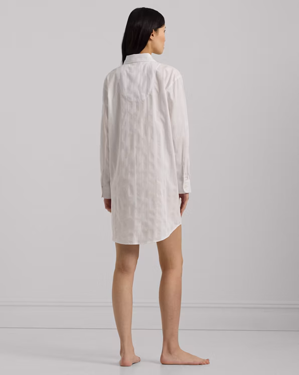 Shadow-Stripe Cotton Sleep Shirt