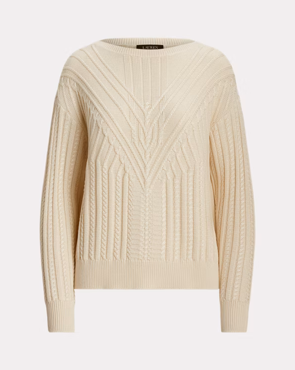 Cable-Knit Cotton-Blend Boatneck Jumper