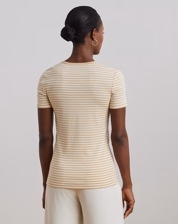 Striped Stretch Cotton Crewneck Tee