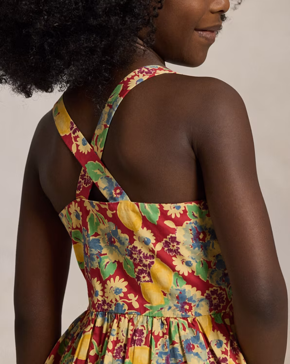 Lemon-Floral Slub Cotton Dress