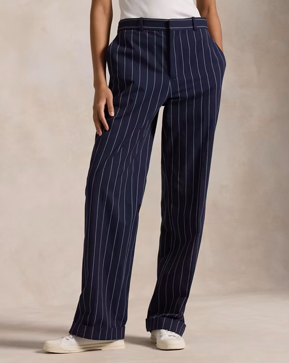 Striped Twill Straight Trouser