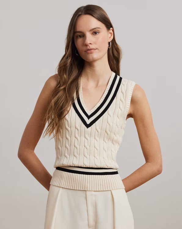 Cable-Knit Cotton Sleeveless Jumper