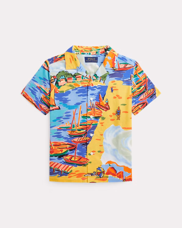 Riviera-Print Cotton Camp Shirt