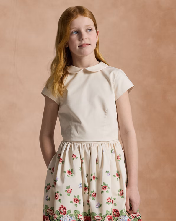 Floral Cotton Sateen Top & Skirt Set