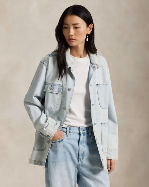 Distressed Denim Utility Jacket