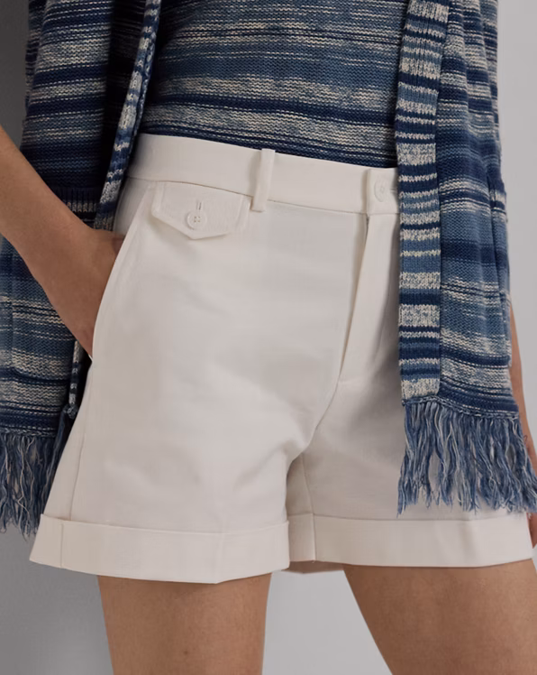 Pleated Double-Faced Cotton Short