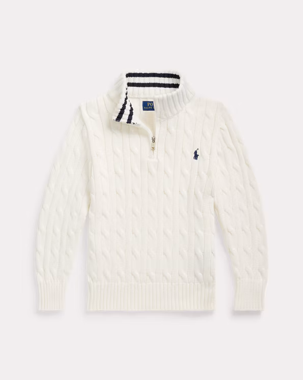 Cable-Knit Cotton Quarter-Zip Jumper