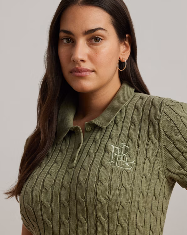 Cable-Knit Cotton Polo Jumper