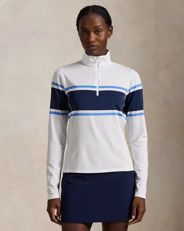 Striped Stretch Jersey Quarter-Zip