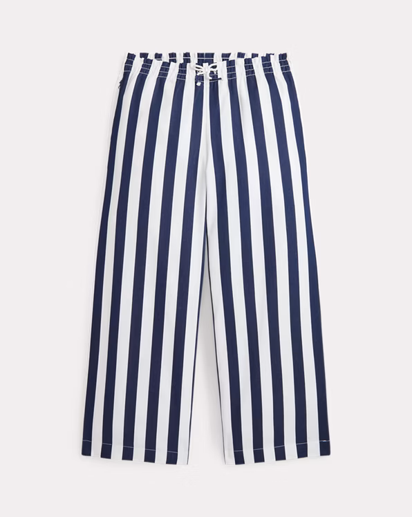 Striped Cotton Dobby Wide-Leg Trouser