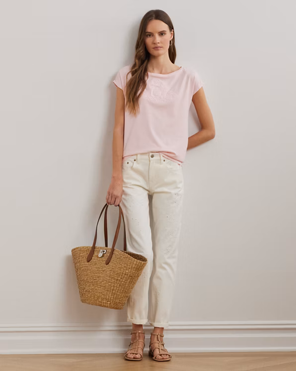 Beaded-Logo Cotton Jersey T-Shirt