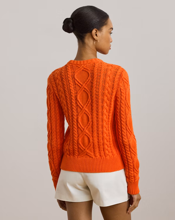 Aran-Knit Cotton-Blend Crewneck Jumper