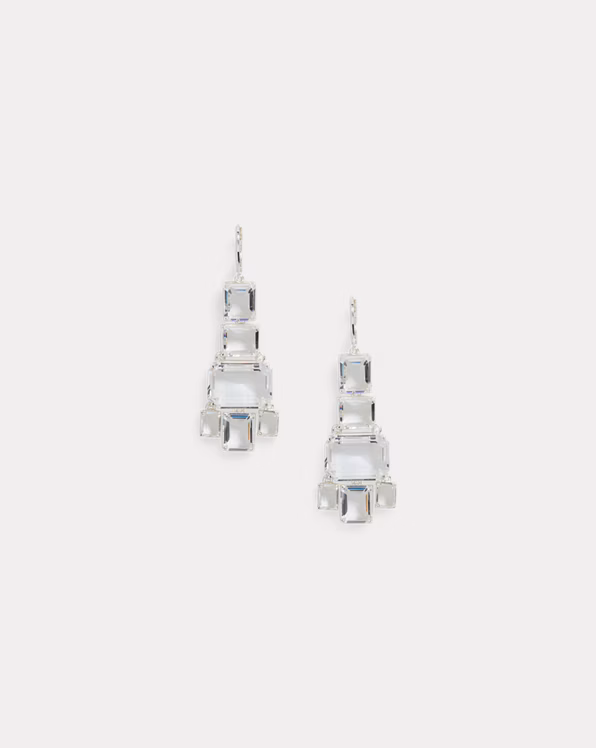 Silver-Plated Stone Chandelier Earrings