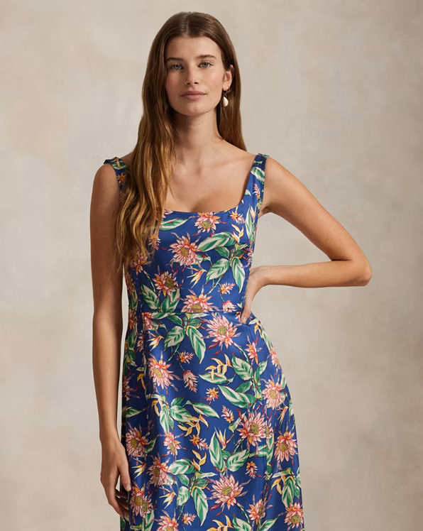 Floral Silk Twill Dress