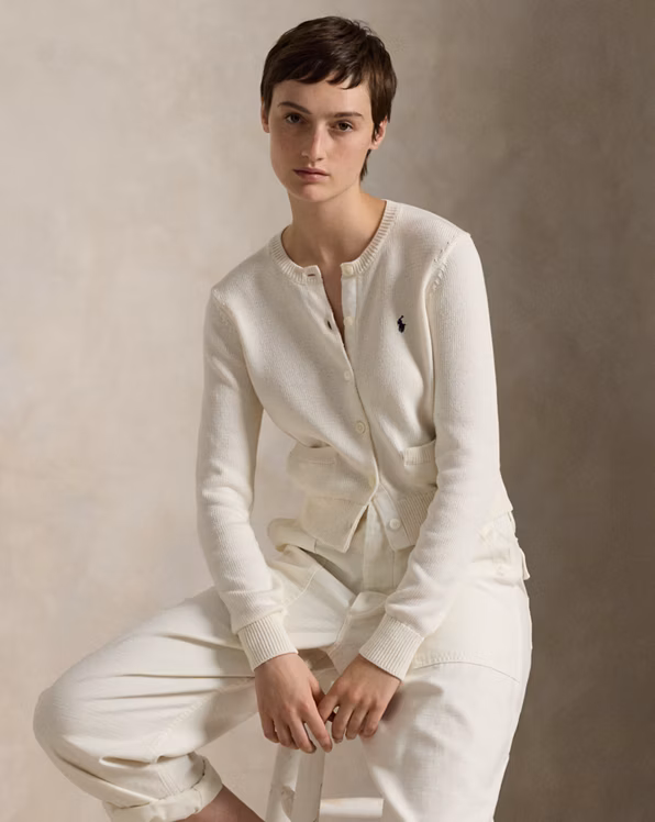 Cotton Crewneck Cardigan