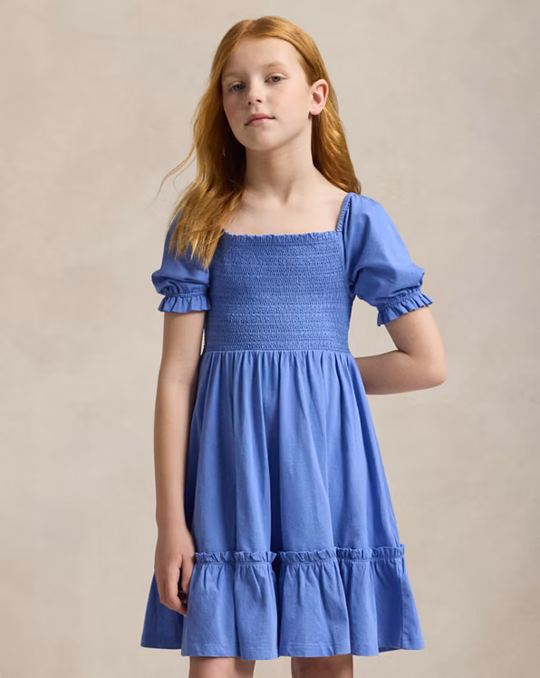 Smocked Cotton Jersey Dress