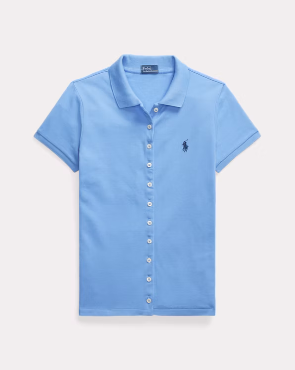 Buttoned-Placket Polo Shirt