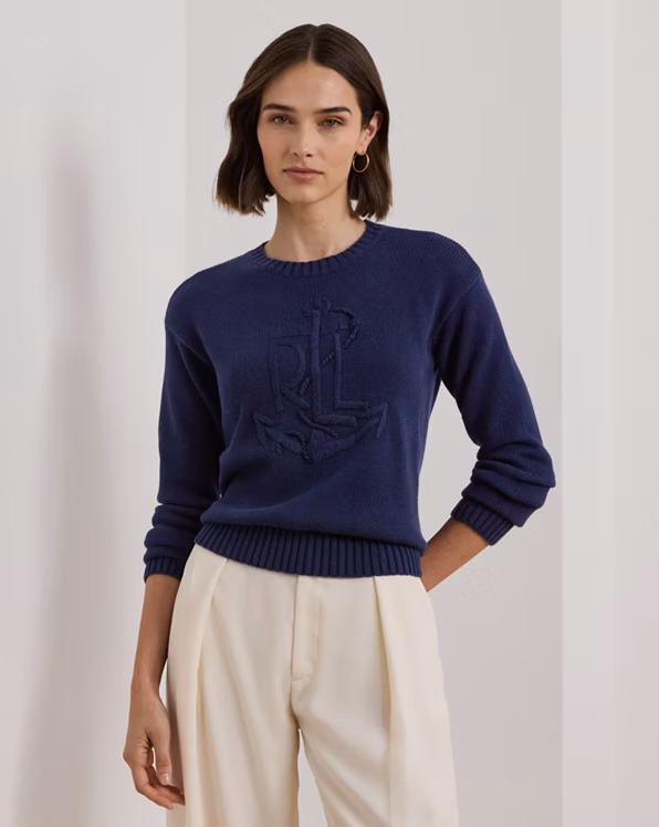 Anchor-Logo Combed Cotton Jumper