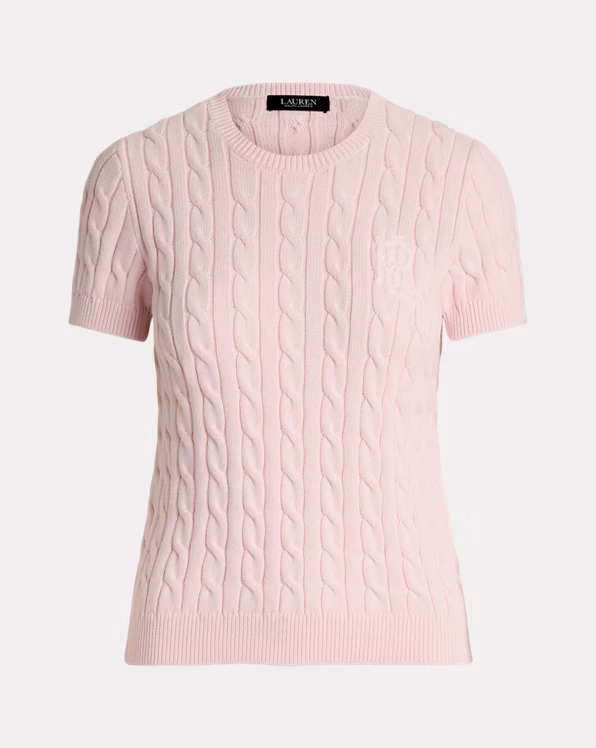 Cable-Knit Cotton Short-Sleeve Jumper