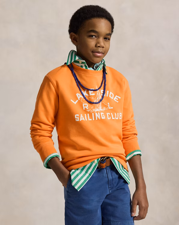 Sailboat-Print Fleece Sweatshirt