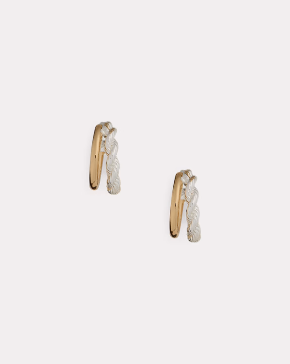 Two-Tone Plated Split Hoop Earrings