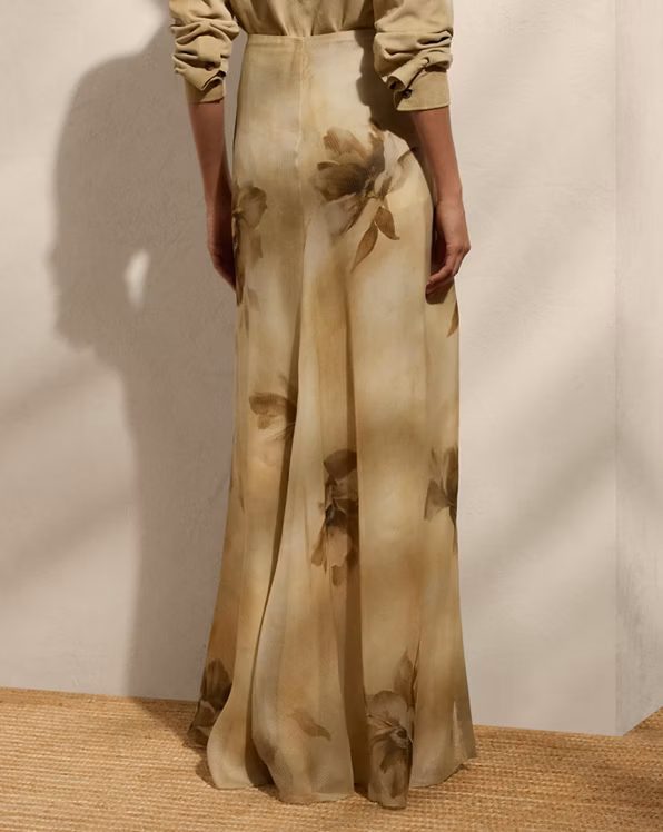 Odera Floral Silk Gauze Maxiskirt