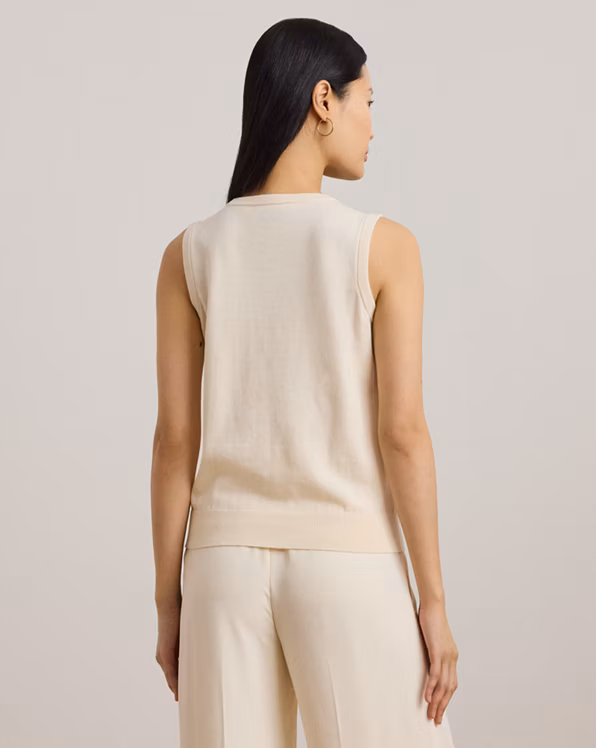 Belting-Print Sleeveless Jumper