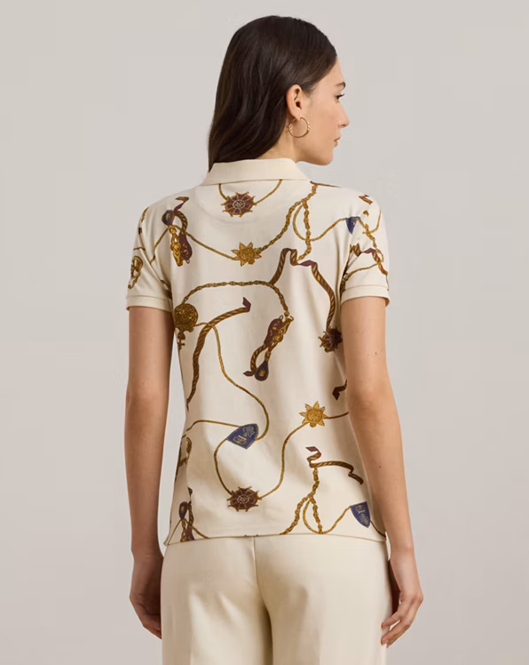 Belting-Print Stretch Piqué Polo Shirt