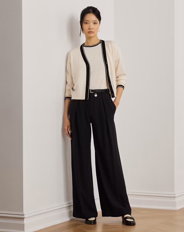 Two-Tone Cotton-Blend Cardigan