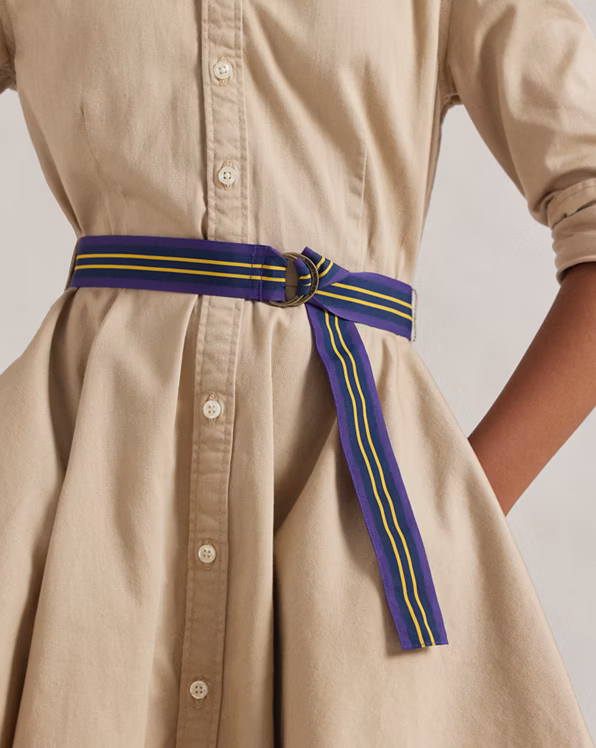 Belted Cotton Chino Shirtdress