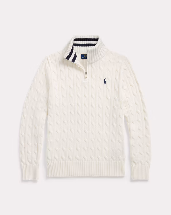 Cable-Knit Cotton Quarter-Zip Jumper