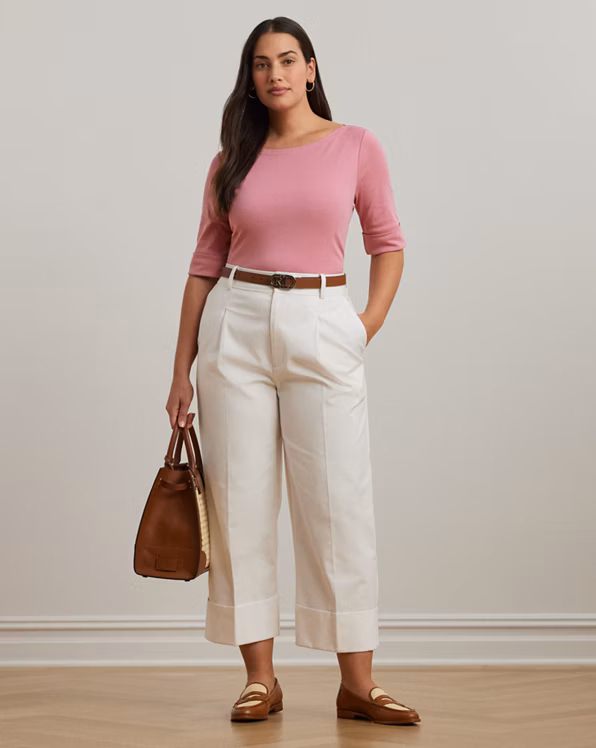 Stretch Cotton Boatneck Top