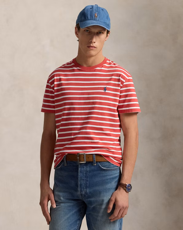 Custom Slim Fit Striped Jersey T-Shirt