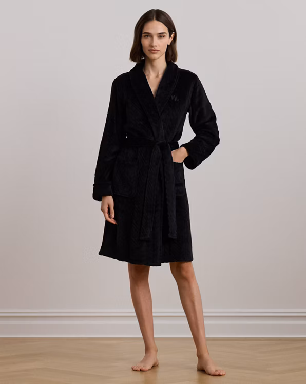 Aran-Clipped Shawl-Collar Robe