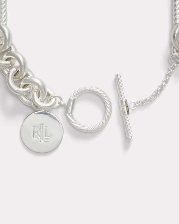 Sterling Silver Logo Charm Flex Bracelet