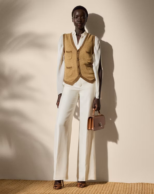 Linen-Silk Tweed Knitted Waistcoat