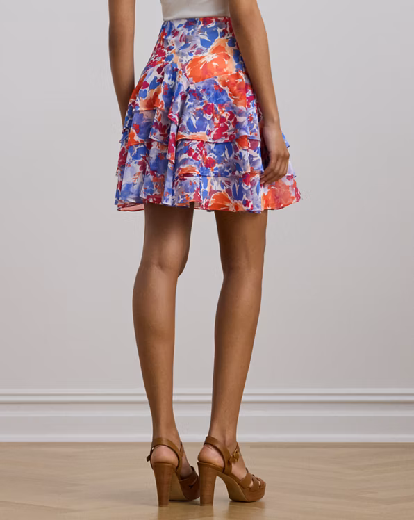 Floral Crinkle Georgette Tiered Skirt