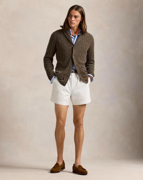 Cable-Knit Cashmere Shawl Cardigan