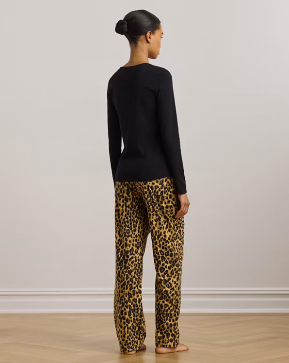 Leopard Print Knit & Fleece Pyjama Set