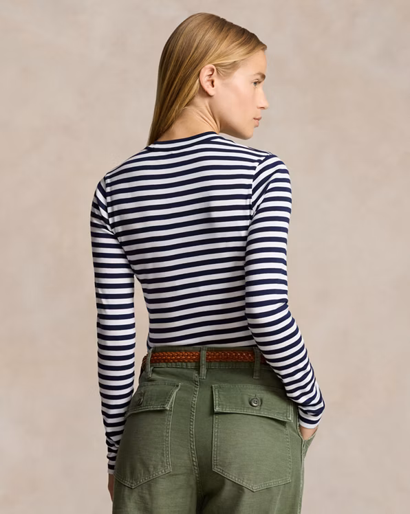 Striped Rib-knit Long-Sleeve Tee