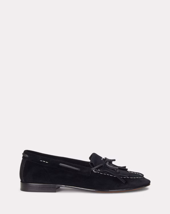 Fringe-Trim Suede Loafer