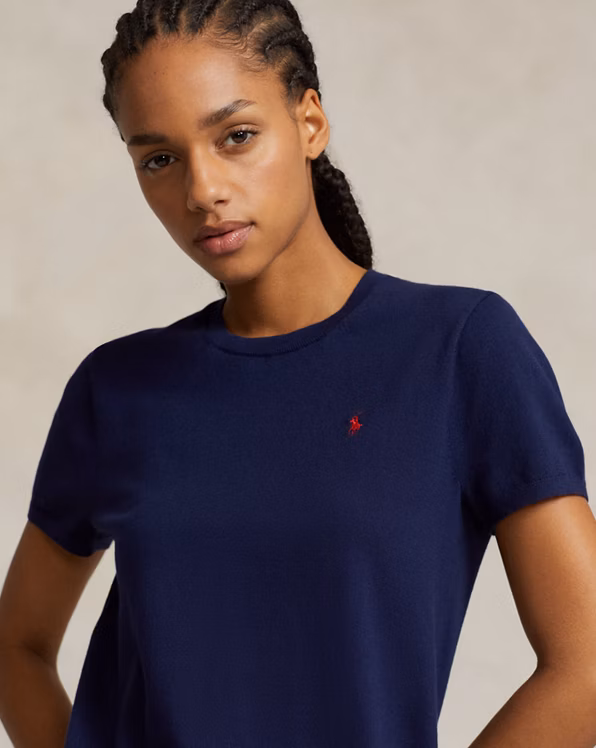 Cotton-Blend Short-Sleeve Jumper