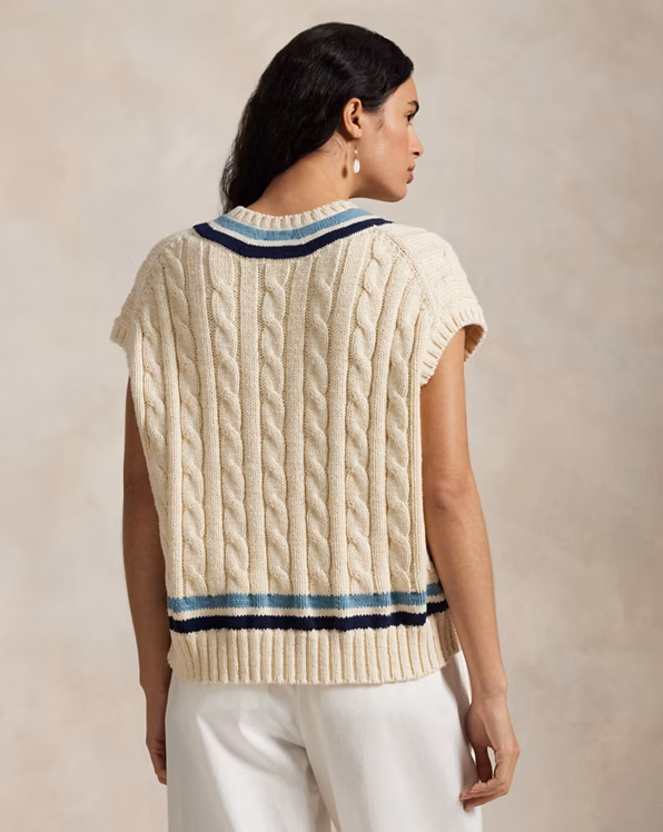 Cable-Knit Cotton Sleeveless Jumper