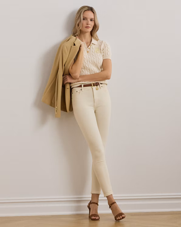 Cable-Knit Cotton Polo Jumper