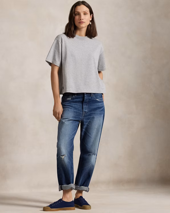 Relaxed Crop Fit Cotton Jersey Tee