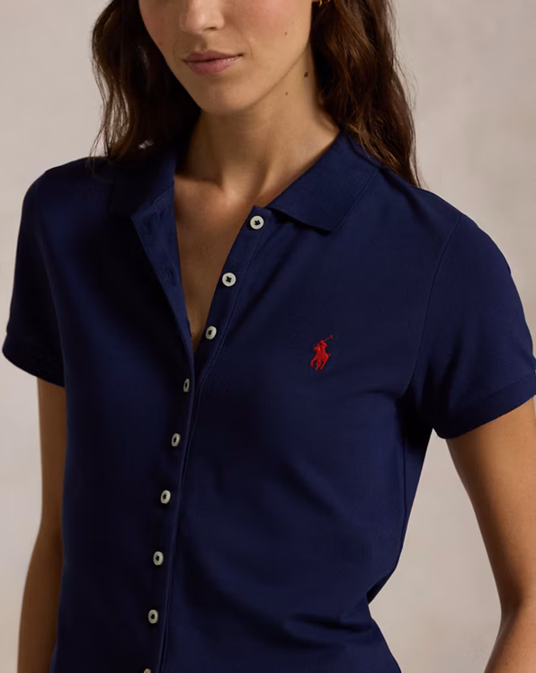 Buttoned-Placket Polo Shirt