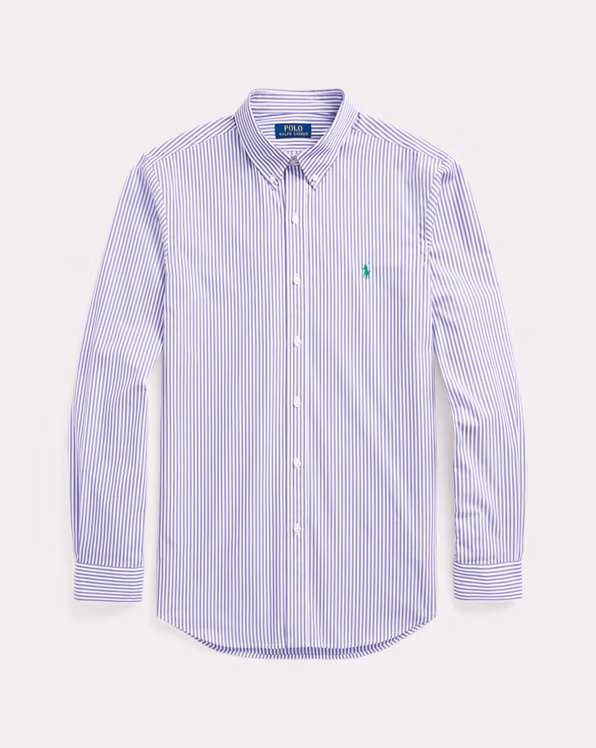 Custom Fit Striped Stretch Poplin Shirt