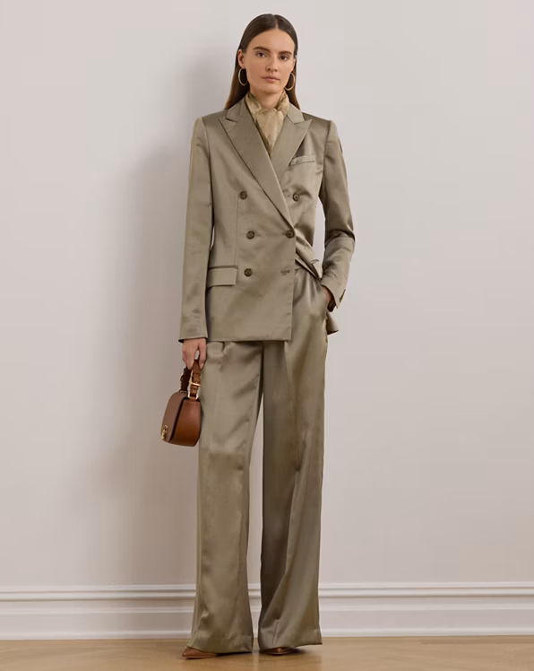 Double-Breasted Charmeuse Blazer