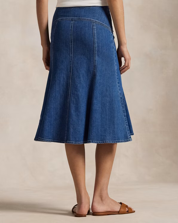 Panelled Denim A-Line Skirt