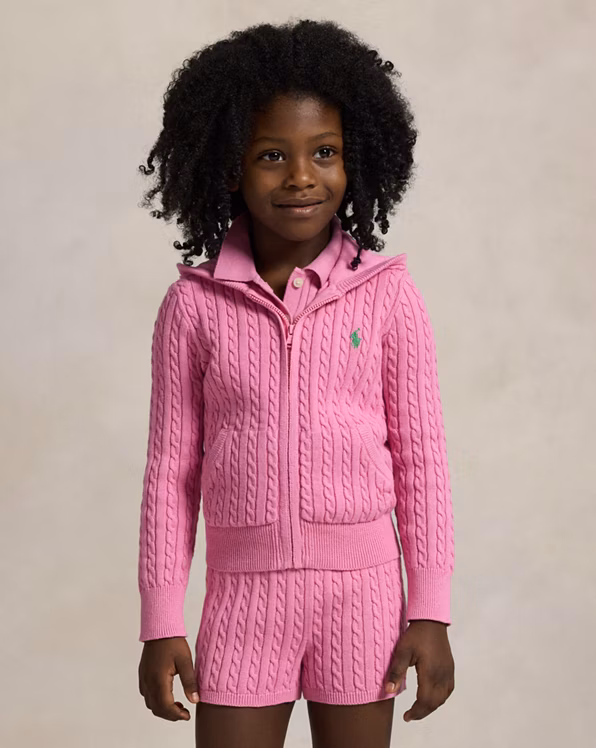 Mini-Cable Cotton Full-Zip Hoodie